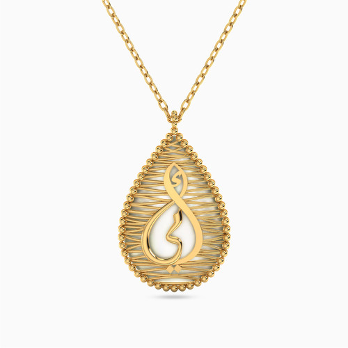 LIN783 - Pear Colored Stones Necklace in 18K Gold - 111405100294-1.jpg