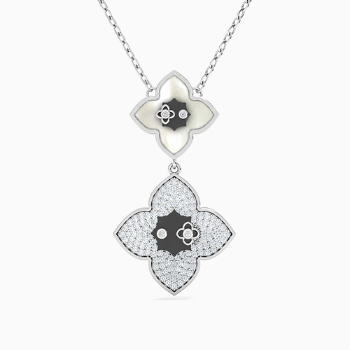 LIN408 - Flower Diamond & Colored Stones Necklace in 18K Gold - 111405200114-1.jpg