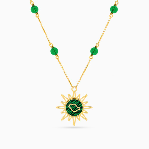 LIN505 - KSA Map Green Stones Necklace in 18K Gold - 111405120162-1.jpg