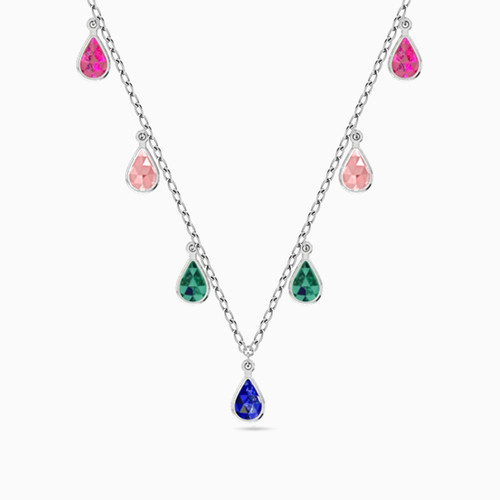 LIN332 - Pear Colored Stones Chain Necklace in 18K Gold - 111404280002-1.jpg