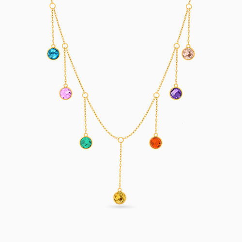 LIN391 - Circle Colored Stones Chain Necklace in 18K Gold - 111404180066-1.jpg