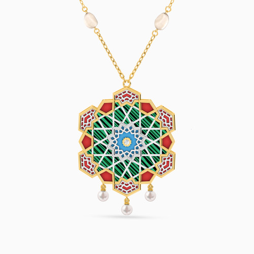 LIN38 - Flower Colored Stones Necklace in 18K Gold - 111405120240-1.jpg