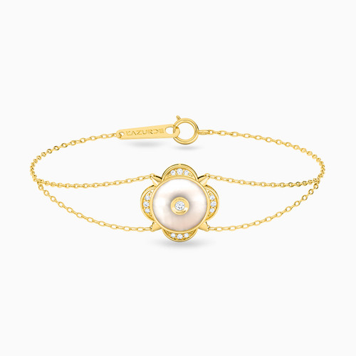 LIB73 - Flower Diamond & Pearls Chain Bracelet in 18K Gold - 111305100074-1.jpg