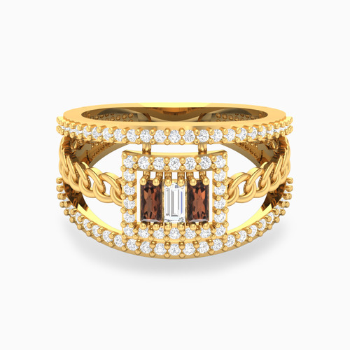 LGR524 - Square Brown Stone Ring in 18K Gold - 61002180139-1.jpg