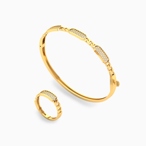 LGS157 - Circle Cubic Zirconia Half Set in 18K Gold (2 Pieces) - 61011180021-1.jpg