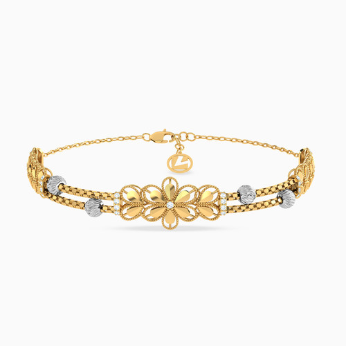 LGB104 - Flower Cubic Zirconia Chain Bracelet in 21K Gold - 22010110432-1.jpg