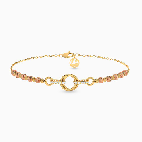 LGB118 - Beaded Cubic Zirconia Chain Bracelet in 21K Gold - 22010020128_1.jpg