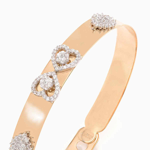 LGB87 - Heart Cubic Zirconia Cuff Bracelet in 18K Gold - 11011600148-3.jpg