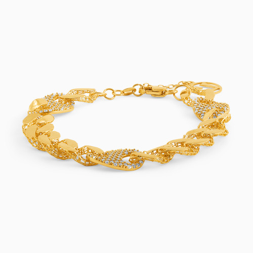 LGB207 - Links Cubic Zirconia Chain Bracelet in 21K Gold - 12010110151-2.jpg
