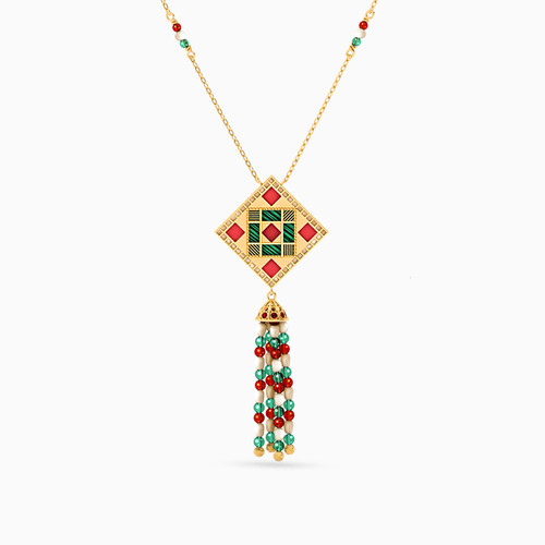 LIN437 - Ball Colored Stones Chain Necklace in 18K Gold - 111407180005-1.jpg