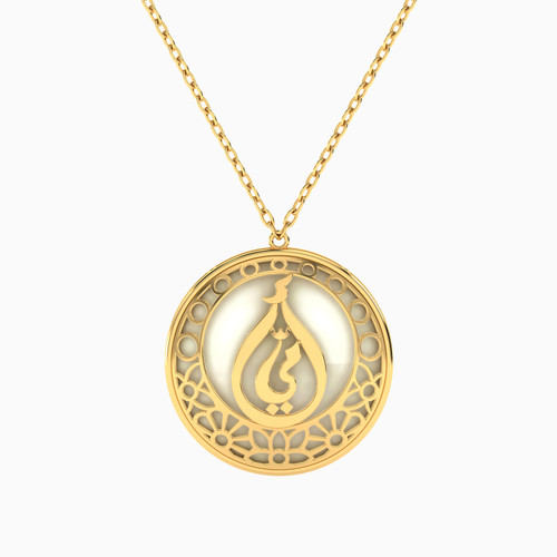 LIN782 - Circle Colored Stones Necklace in 18K Gold - 111405100293-1.jpg