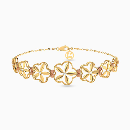 LGB103 - Flower Cubic Zirconia Chain Bracelet in 21K Gold - 22010110429-1.jpg