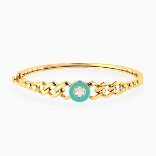 LGB260 - Links Cubic Zirconia & Enamel Coated Bangle Bracelet in 18K Gold - 21011110669-1.jpg