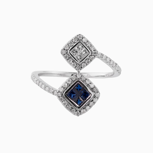 LDR437 - Square Diamond & Blue Stone Ring in 18K Gold - KR702491SB_1.jpg