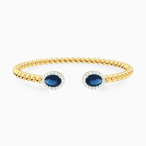 LGB179 - Oval Blue Stone Bangle Bracelet in 18K Gold - 21009110186-1.jpg