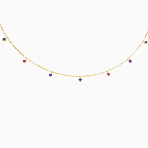 MLN491 - Circle Colored Stones Chain Necklace in 18K Gold - 21046110603-2.jpg