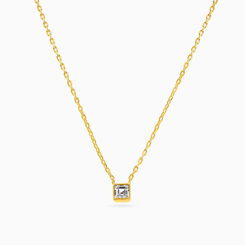 WN36 - Square Cubic Zirconia Gold Plated Necklace - 97356645-1.jpg