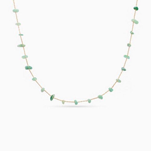 WN34 - Multi-shaped Green Stones Gold Plated Chain Necklace - 97365345-1.jpg