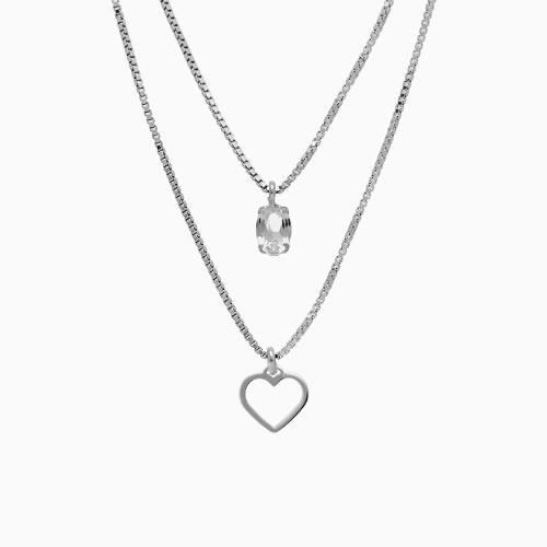 WN157 - Heart Clear Stone Sterling Silver Layered Necklace - A4568-07HG-1.jpg