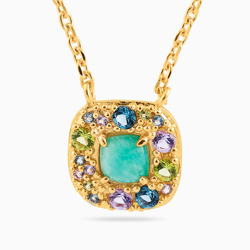 WN116 - Square Colored Stones Gold Plated Necklace - 97379045-1.jpg
