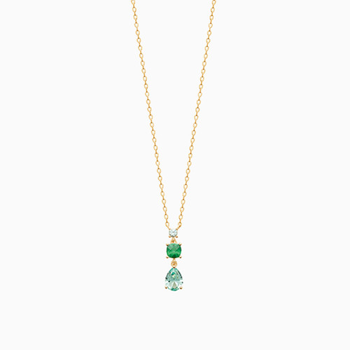 WN142 - Pear Green Stones Gold Plated Necklace - 97378545-1.jpg