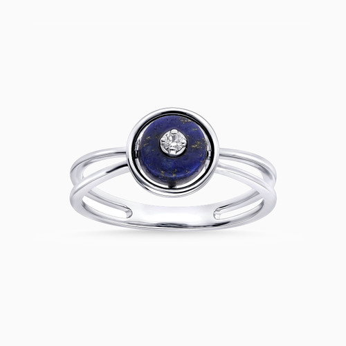 LDR192 - Circle Diamond & Blue Stone Ring in 18K Gold - KR602633BX-1.jpg