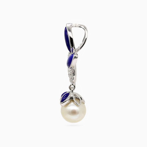 LDN479 - Marquise Diamond Pearl & Blue Stone Pendant in 18K Gold - PD85618-2.jpg