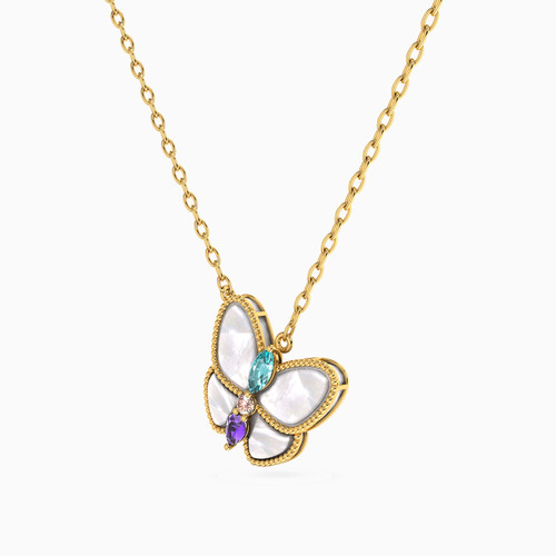 LIN765 - Butterfly Colored Stones Necklace in 18K Gold - 111405180290-2.jpg