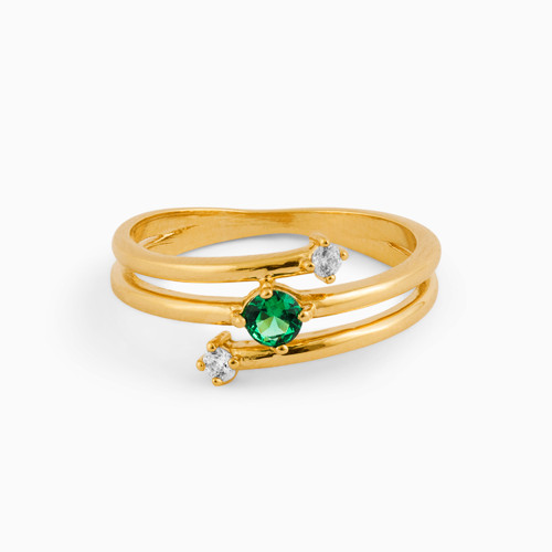 WR117 - Circle Green Stones Gold Plated Ring - 295116052-1.jpg