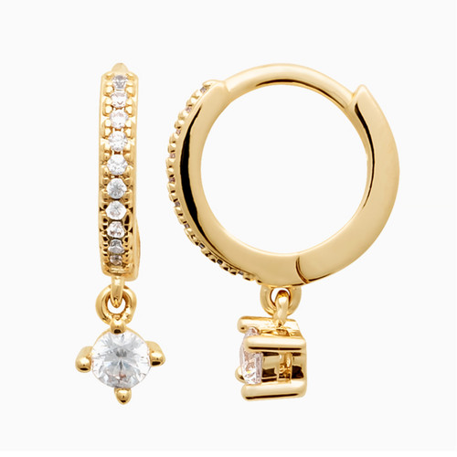 WE138 - Square Clear Stone Gold Plated Hoop Earrings - 2661110-1.jpg