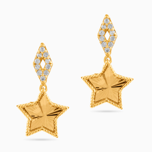 LGE27 - Star Cubic Zirconia Drop Earrings in 21K Gold - 22003110018-1.jpg