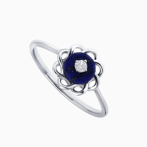 LDR234 - Flower Diamond & Blue Stone Ring in 18K Gold - KR602630BX-2.jpg