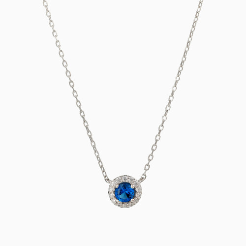 WN23 - Circle Blue Stone Sterling Silver Necklace - 87363645-2.jpg