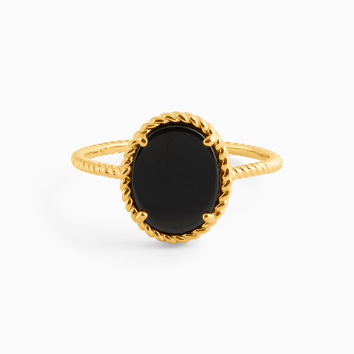 WR85 - Oval Black Stone Gold Plated Ring - 292400754-1.jpg