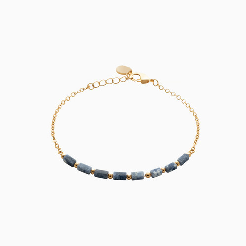WB116 - Rectangle Blue Stone Gold Plated Chain Bracelet - 97387618-1.jpg