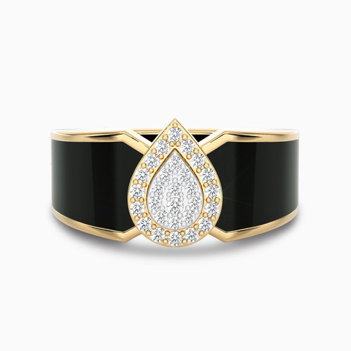 LDR1891 - Pear Diamond & Enamel Coated Ring in 18K Gold - CSR00109PB-14-1.jpg