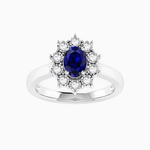 LDR1934 - Flower Diamond & Blue Stone Ring in 18K Gold - RN401464W18SA1-1.jpg