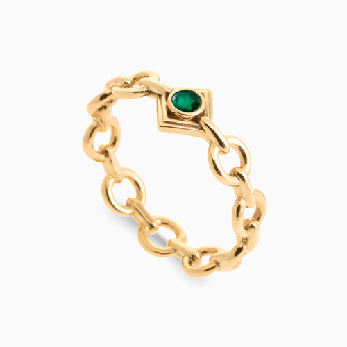 WR151 - Circle Green Stones Gold Plated Ring - 2957950-3.jpg