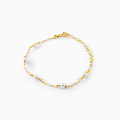 WB60 - Circle Pearl Gold Plated Chain Bracelet - A4166-00DP-1.jpg