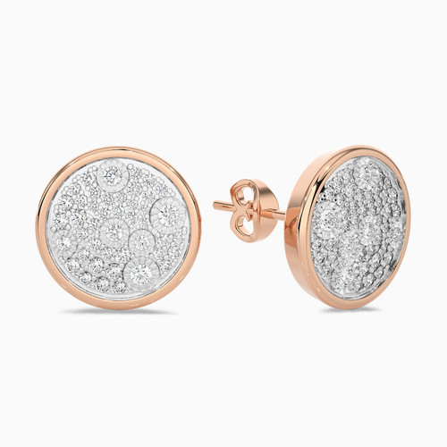 LDE449 - Circle Diamond Stud Earrings in 18K Gold - SAE04121-RG-1.jpg