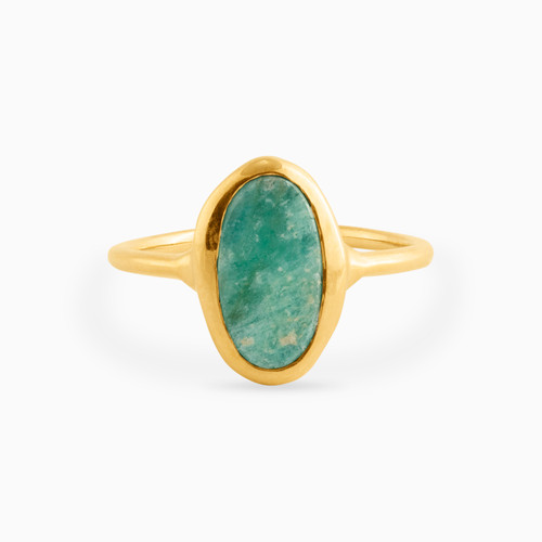 WR95 - Oval Green Stones Gold Plated Ring - 292716054-1.jpg
