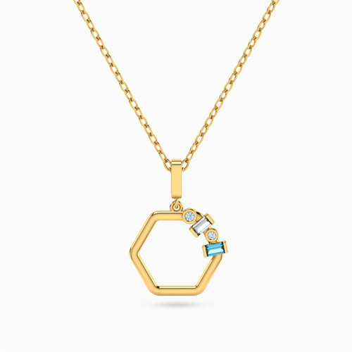 MLN1091 - Hexagon Colored Stones Necklace in 18K Gold - 21046110998-1.jpg