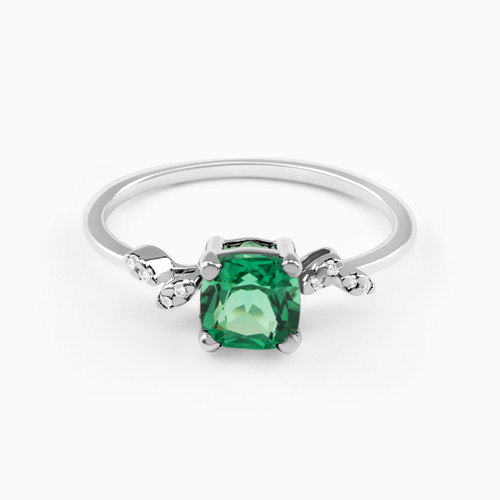 LDR1858 - Square Diamond & Green Stones Ring in 18K Gold - ERG00040EM-1.jpg