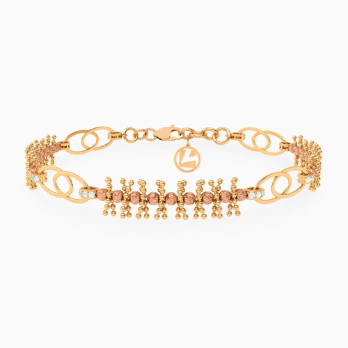 LGB319 - Beaded Cubic Zirconia Chain Bracelet in 21K Gold - 22010020256-1.jpg