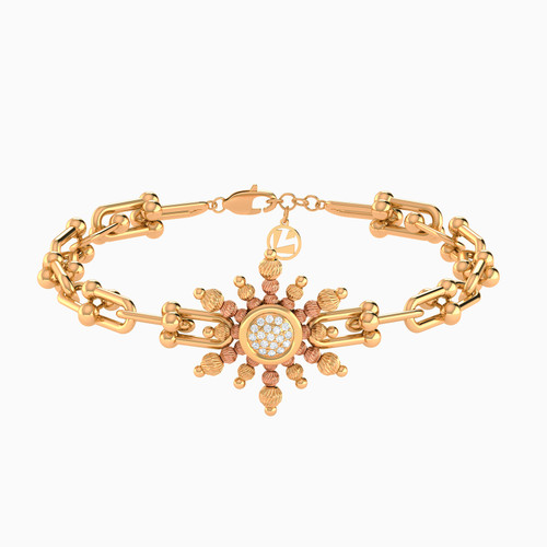 LGB328 - Snowflake Cubic Zirconia Chain Bracelet in 21K Gold - 22010110532-1.jpg