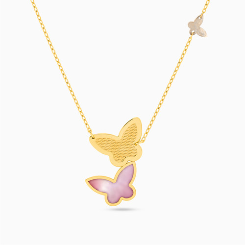 LIN353 - Butterfly Rose Stone Necklace in 18K Gold - 111405110028-1.jpg