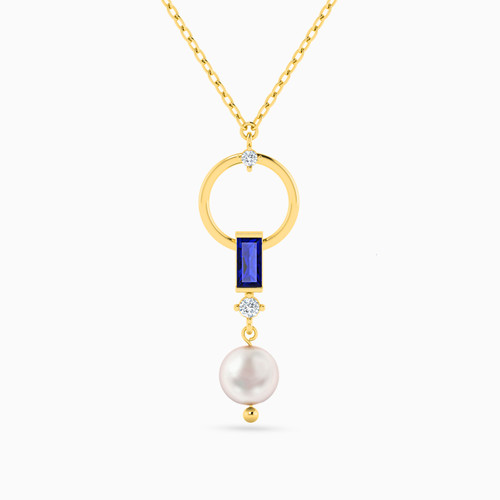 LIN499 - Multishaped Pearl & Blue Stone Chain Necklace in 18K Gold - 111406140010-1.jpg