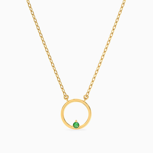 MLN957 - Circle Green Stones Necklace In 18K Gold - 21046140957 (1).jpg