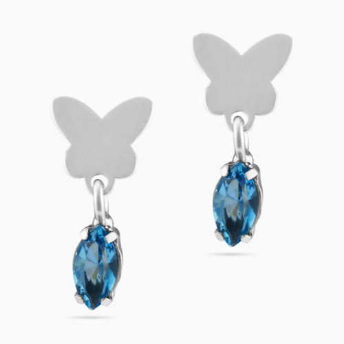 WE95 - Butterfly Blue Stone Sterling Silver Drop Earrings - A4175-10HT-1.jpg