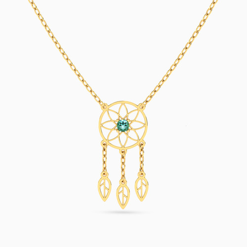 MLN850 - Dreamcatcher Green Stones Necklace In 18K Gold - 21046140871 - 1.jpg